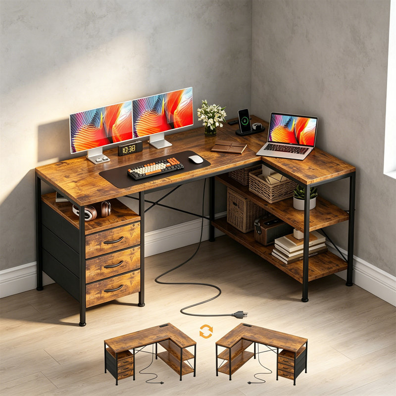 L-Shaped MDF Computer Desk