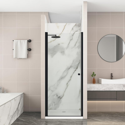 Porte de douche sans cadre de l 34 à 36 po x H 72 po avec verre trempé transparent de 1/4 po