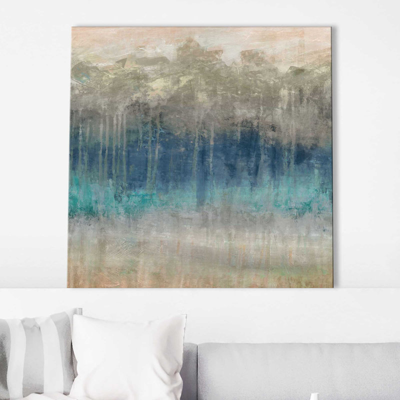Treeline Reflections par Carol Robinson - Peinture, L 18 po x H 18 po, Toile tendue
