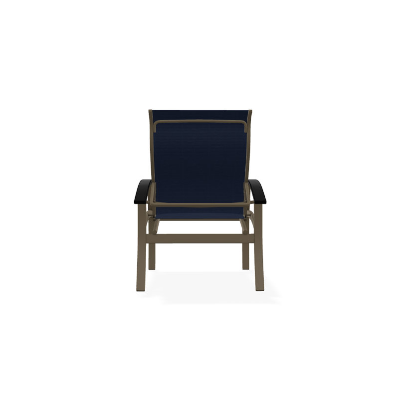 Chaise de patio Askar, Bois de plage texturé, Bleu marine 13D Sunbrella®, Noir