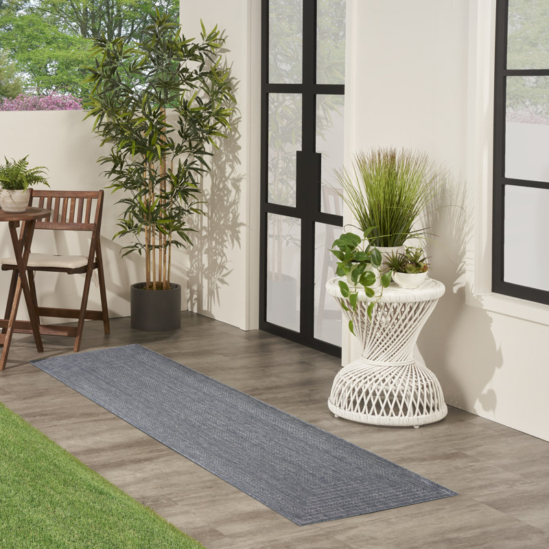  Tulum 2' x 6' Denim Outdoor Rug, Runner 2' x 6', Denim