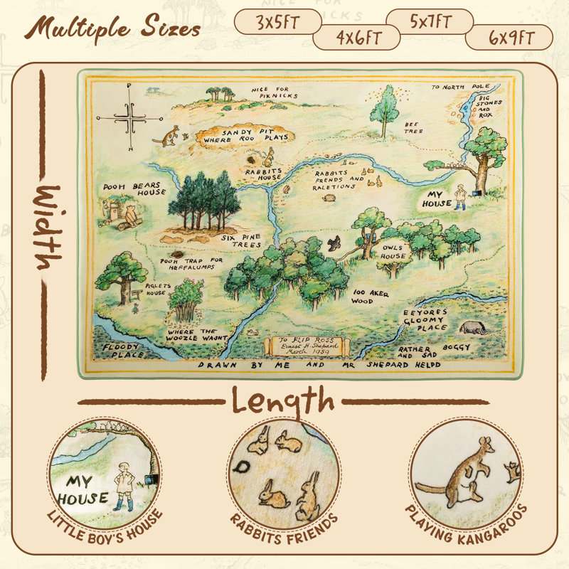 Tapis de jeu pour enfant en bois lavable avec revêtement antidérapant 4 pi x 6 pi, vert clair, Rectangulaire 4 pi x 6 pi