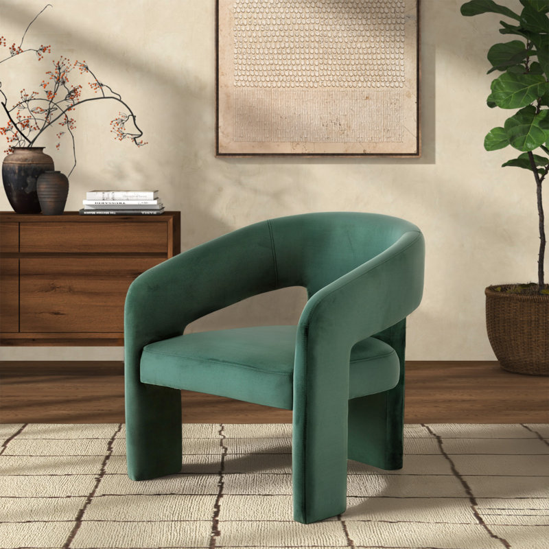 Fauteuil en velours l 28,5 po Ashlyn, Velours vert boisé