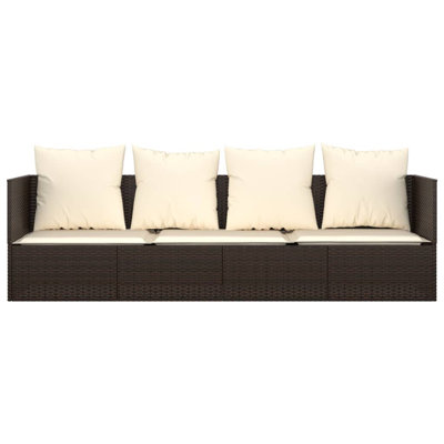 Ebern Designs Patio Lounge Bed With Cushions Poly Rattan by Ebern Designs