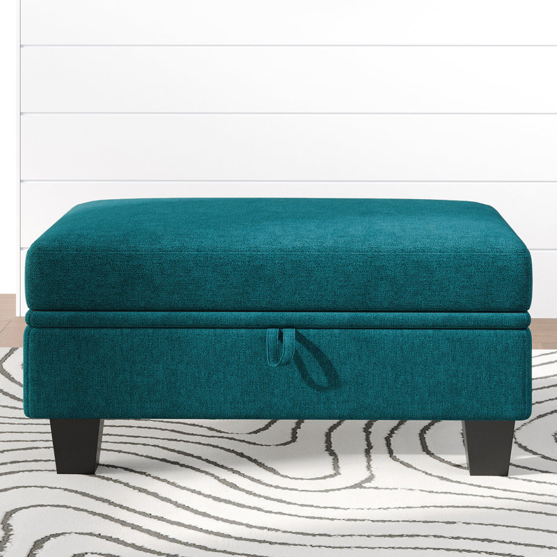 Repose-pieds avec rangement 1 pièce Creasong, Mélange de polyester bleu