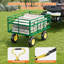 Chariot de jardin 3 en 1 robuste en acier, à tirer, avec panneaux latéraux amovibles, roues de 10/13 pouces et capacités de charge multiples pour le transport de terre, d'outils et de plantes.-134781055-134781056