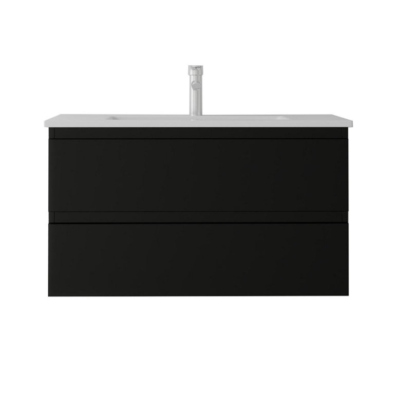 Meuble-lavabo flottant 36 po avec lavabo à fermeture en douceur pour petites salles de bain 36 po, Black, 36"