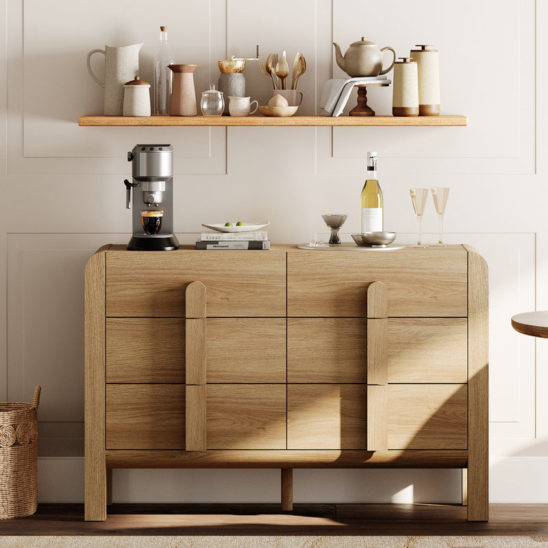 Mid-century 47.2" Wood Sideboard Buffet Cabinet with Storage, Modern Credenza with Drawers for Kitchen Living Room, Dining Room