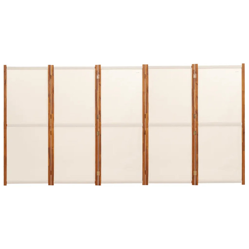 Metts 457.2cm H Solid Wood Folding Room Divider, 5, 180cm H x 70cm W, Cream White