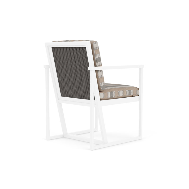 Summit Outdoor Dining Armchair, Pewter, Purveyor Pewter, White