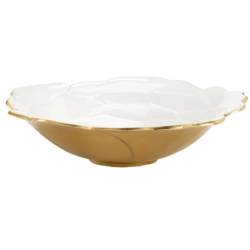 Metal Decorative Bowl, 3.5" H x 14.5" W x 14.5" D, Gold