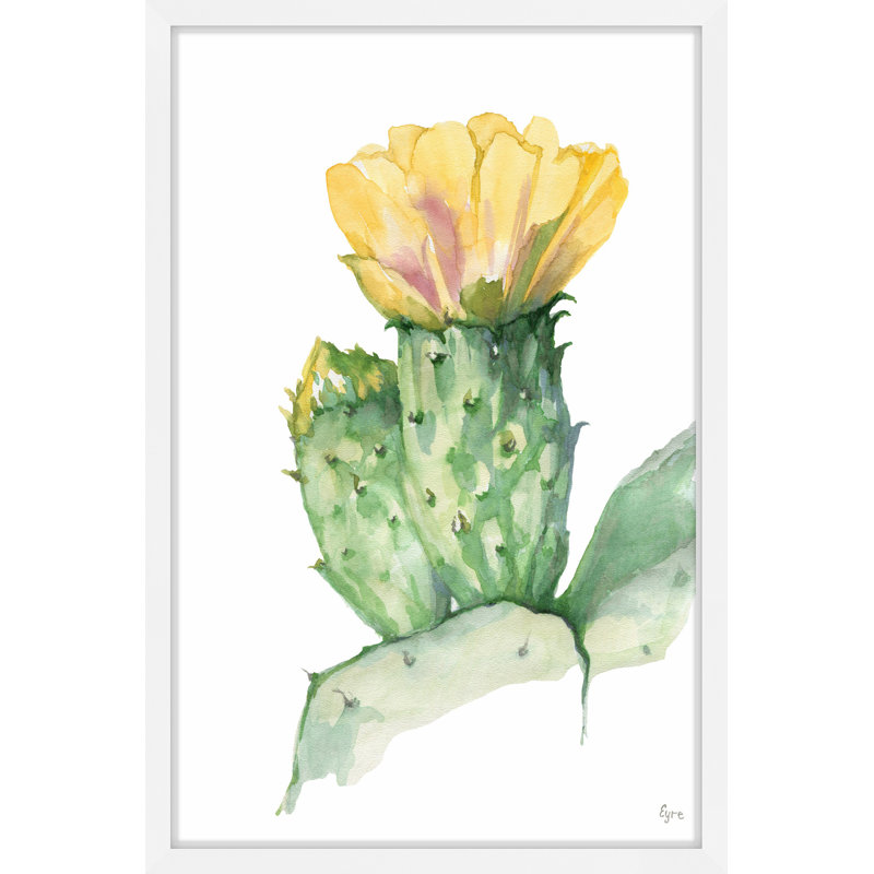 « prickly poirier cactus », reproduction de peinture à l’aquarelle encadrée, H 30 po x l 20 po x P 1,5 po