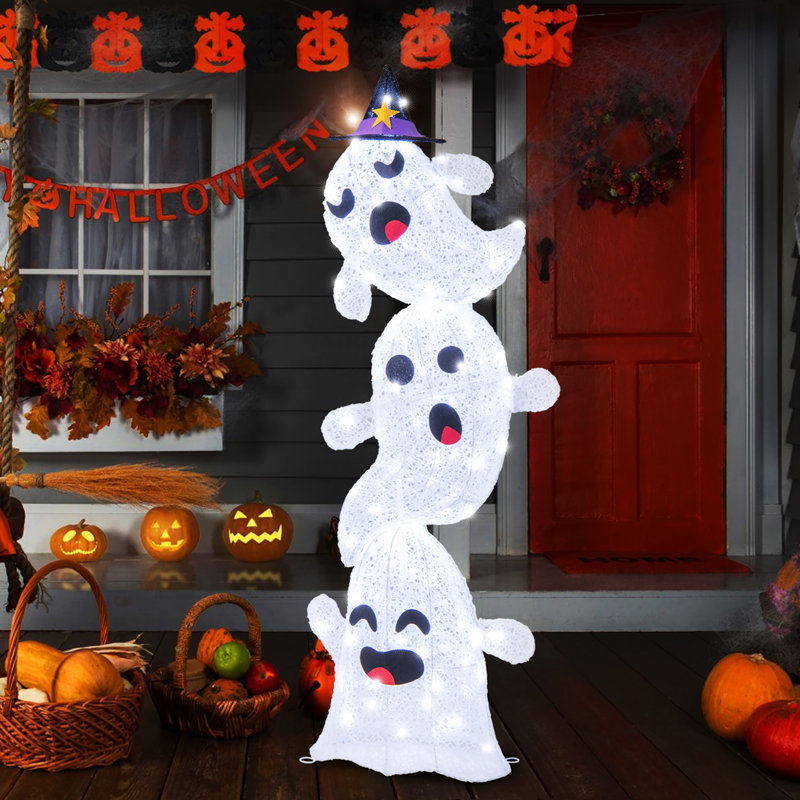 48" H LED Lighted Stacked Ghosts Inflatable