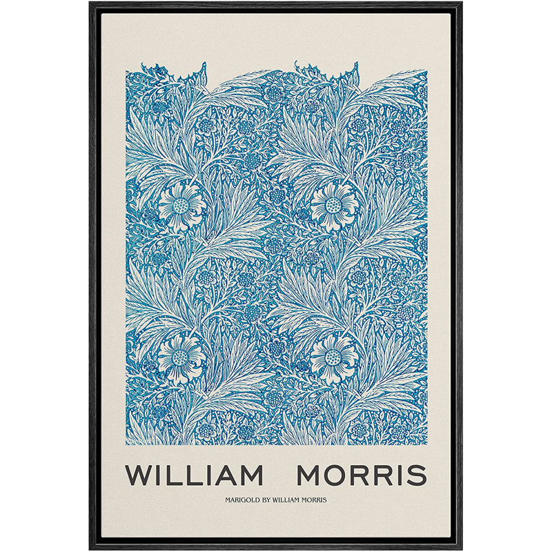 Art classique, reproduction d'art sur toile, fleurs de souci, par William Morris, Noir, H 24 po x l 16 po