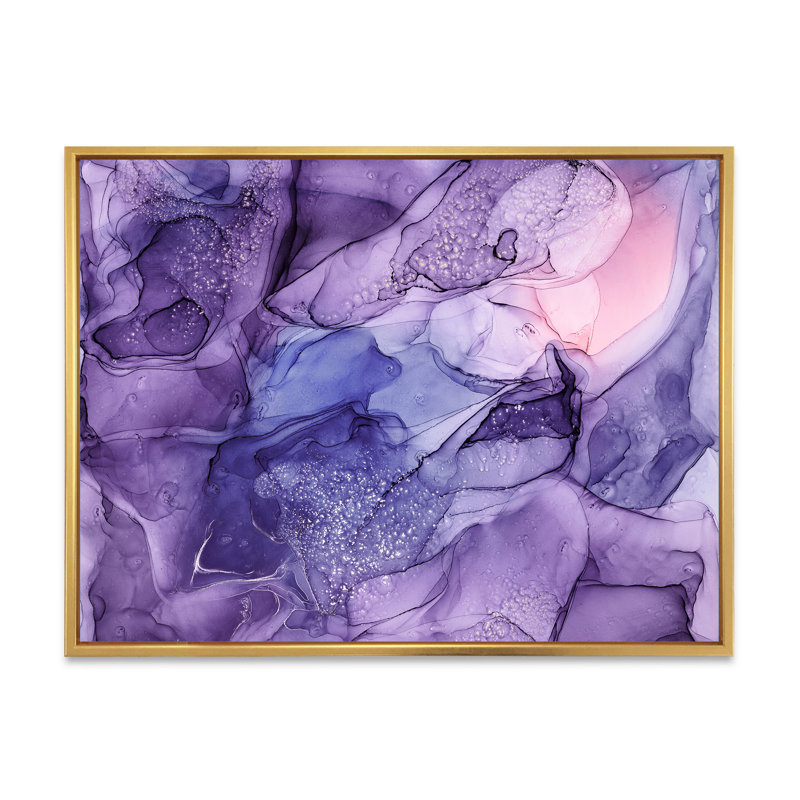 «Mauve et rose», reproduction d'art sur toile translucide, H 16 po x l 32 po, Toile à cadre flottant doré