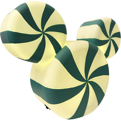 12"H Disney Mickey Head Green Peppermint Candy Blow Mold - LED Lights, Battery Operated