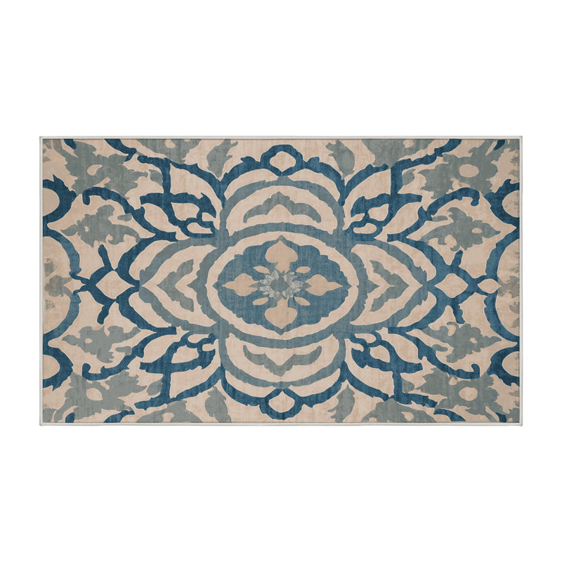 Tapis beige lavable à la machine, Rectangle de 5 pi x 8 pi