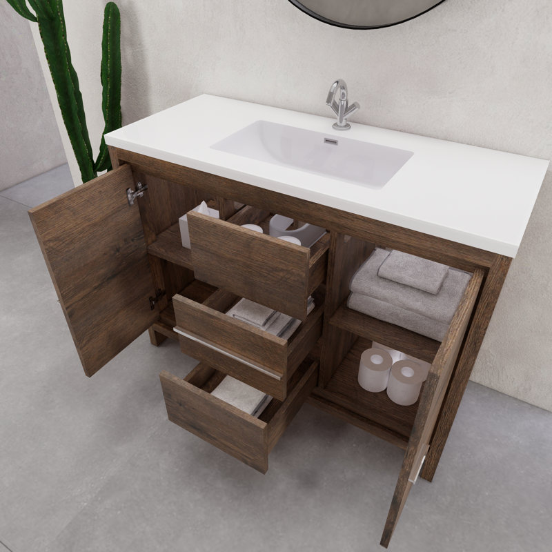 Ensemble de meuble-lavabo à simple cuve 48 "Eden, Brun foncé