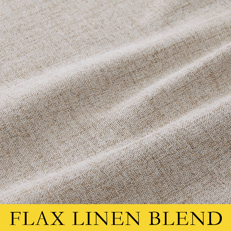 100% Blackout Linen Curtains for Bedroom, Burlap Linen Drapes with Thermal Insulated Grey Liner Grommet Noise Reducing Window Panels for Living room, 2 Panels