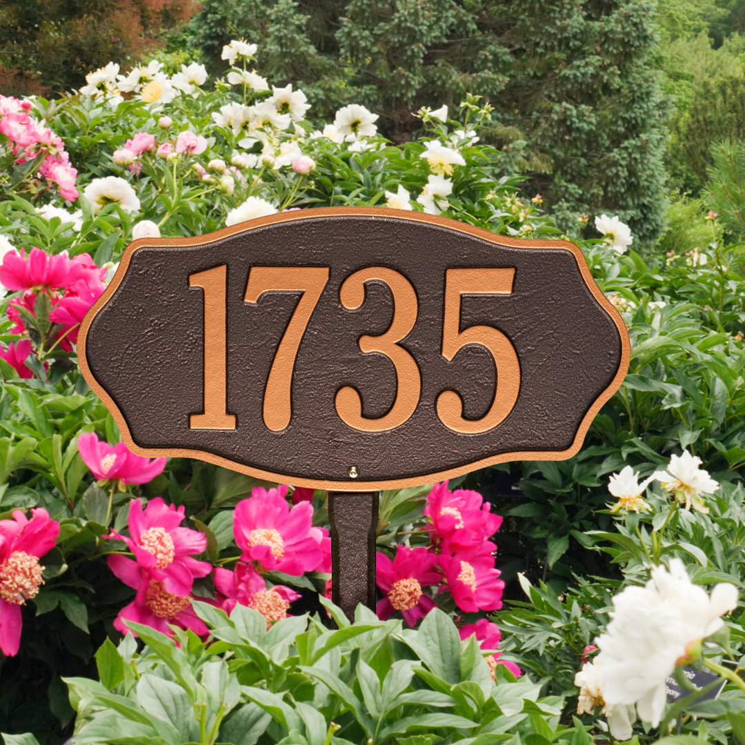 Hampshire 1-Line Lawn Address Sign Old Century Forge Background 