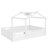 Full Size Floor Bed With Guardrails And Roof, Kids House Floor Bed With A Small Built-In Tray And Free-Installed Signboard, Childlike Design, White-472464053-472464054