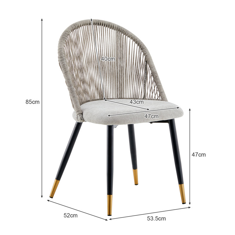47cm H Fabric Upholstered Metal Side Chair, Grey