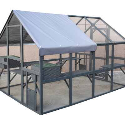 110 Inch Outdoor Cat Enclosure - Spacious Wooden With Bridges, Walks, Small Houses & Pet Playground Space , Walks For Active Kitties