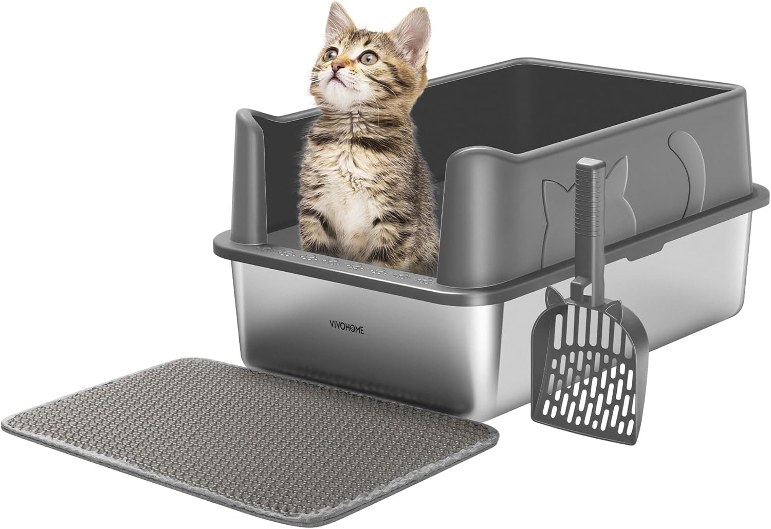 Wrought Studio Extra Large Stainless Steel Cat Litter Box with Lid