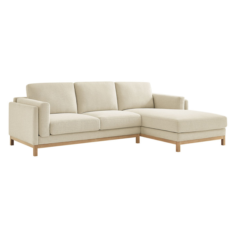 Roscoe Right-Facing Fabric Sectional Sofa With Chaise, Right Hand Facing, Ivory Fabric
