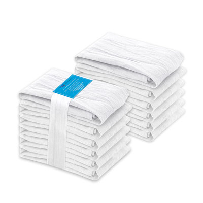 100% Cotton Solid Flour Sack Dishcloth Kitchen Towels Set for Dish Drying & Cleaning