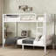 Lits superposés en métal peu encombrants pour adolescents et adultes, design moderne, blanc cassé