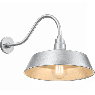 21 po Luminaire de grange en col de cygne surdimensionné galvanisé de 22 po Long bras - Applique murale de style campagnard, rétro, style antique - Homologué UL - Ampoule DEL A19 9W 900lm (blanc froid 5000K)