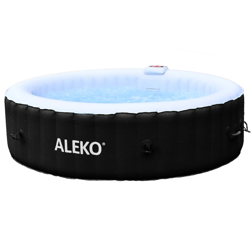 Aleko 6 Person 130 Jet Vinyl Inflatable Hot Tub, Black