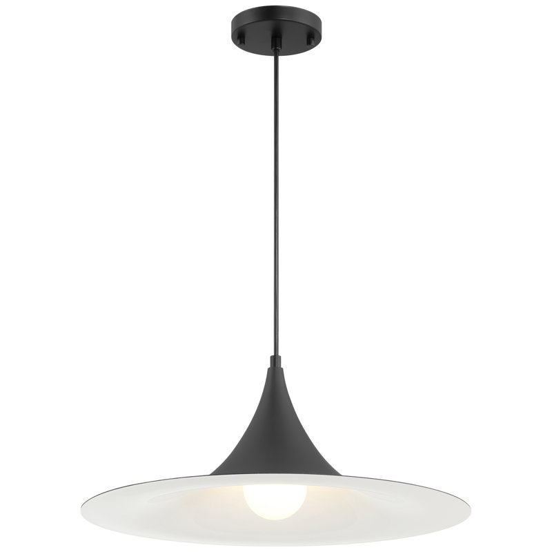 Luminaire suspendu conique 1 lumière Gelila, Noir mat