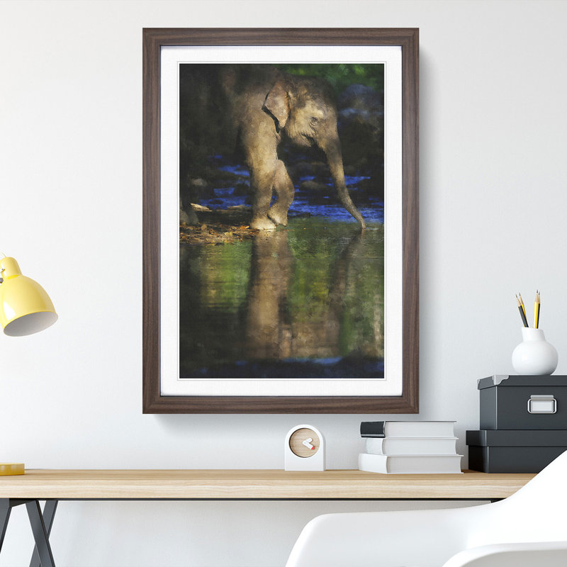 Elephant Vol.4 - Picture Frame Graphic Art, 48cm H x 36cm W x 2cm D, Walnut Framed