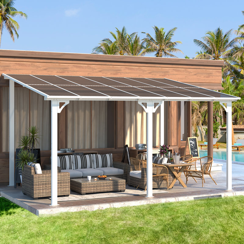 Mandalc Pergola with Canopy, 426.72cm x 304.8cm, White