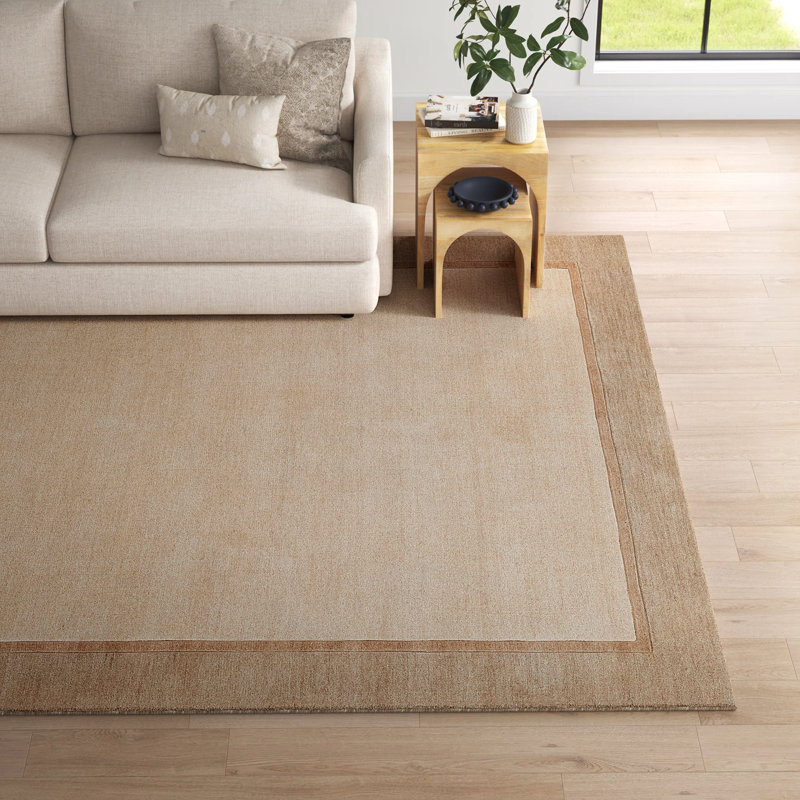 Zaley Handmade Tufted Wool Gray/Taupe Area Rug, Rectangle 9' x 12'