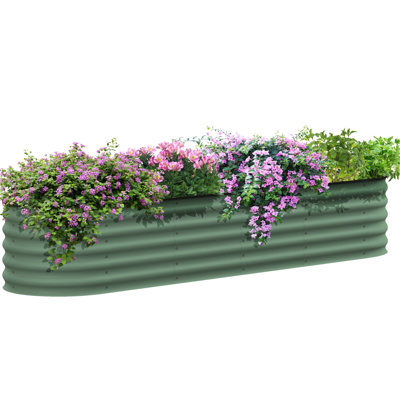 Ensemble de jardin surélevé galvanisé L 94,5 po x l 23,5 po x H 16,5 po, jardinière en métal avec bordure, parfait pour faire pousser des fleurs, des herbes et des légumes, une décoration enchanteresse de 93 po et 22,5 po