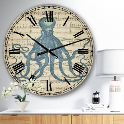Octopus Music Score II - Grande horloge murale nautique et côtière