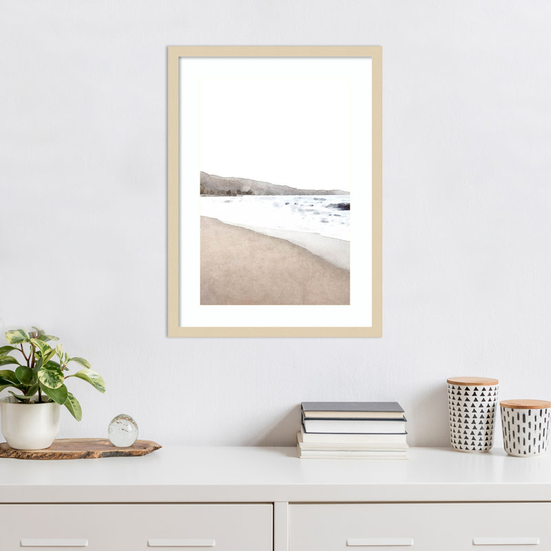«Neutral Beach» par Melloi, reproduction d'art encadrée sur bois, H 25 po x l 19 po