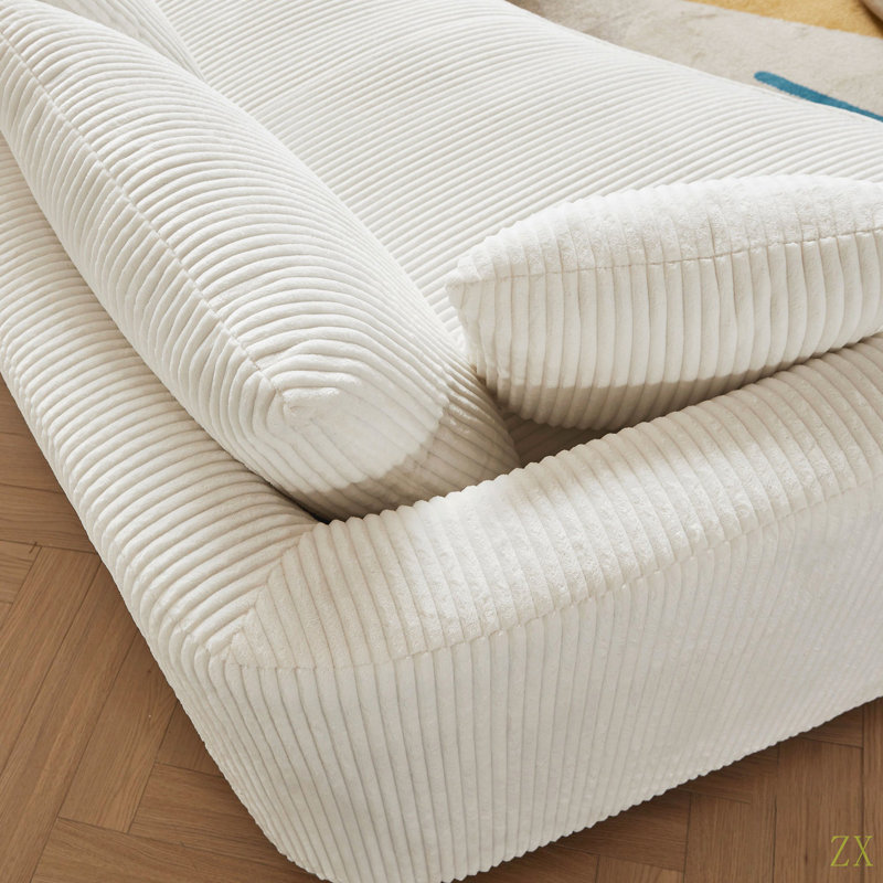 Canapé modulaire rembourré en velours côtelé de 122,04 pouces avec méridienne orientée vers la droite pour le bureau