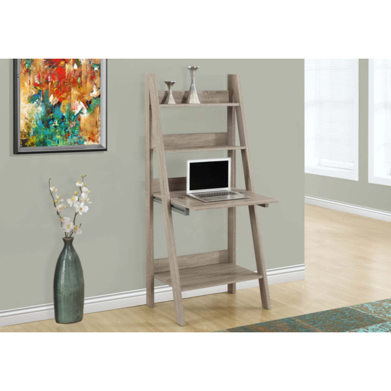 Bureau d'ordinateur, bureau personnel, ordinateur portable, incliné, travail, tablettes de rangement, contemporain, moderne