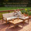 Ensemble de canapé d'extérieur 3 pièces en L en bois d'acacia pour l'extérieur-128966143