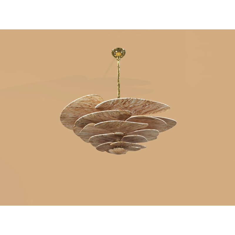Lustre résidentiel Lilypad, Bleu, Nickel noir brossé, 16” Diameter x 16” Height