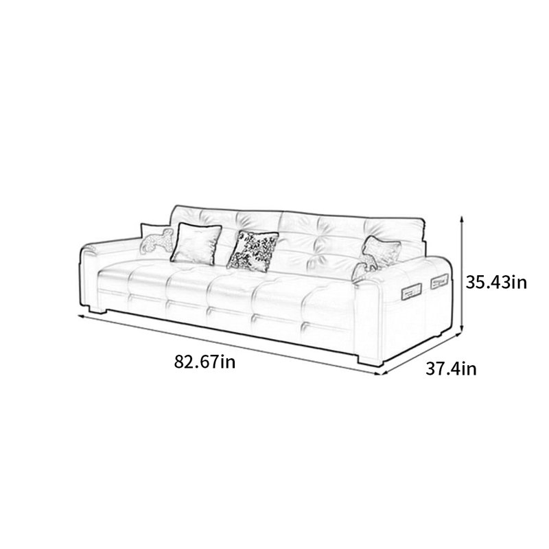 Canapé de luxe American, H 35,43 po x l 82,67 po x P 37,4 po