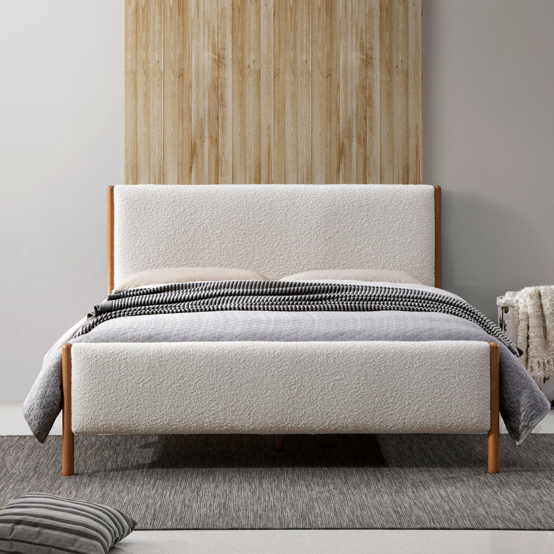Upholstered Platform Bed, Queen, White