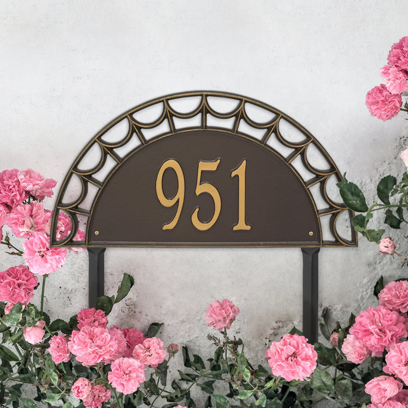 Signature Series 1-Line Lawn Address Sign, Bronze, Gold, Yes