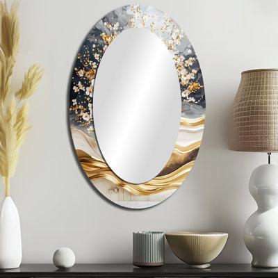 Décoration miroir doré et cerisier doré III - blanc