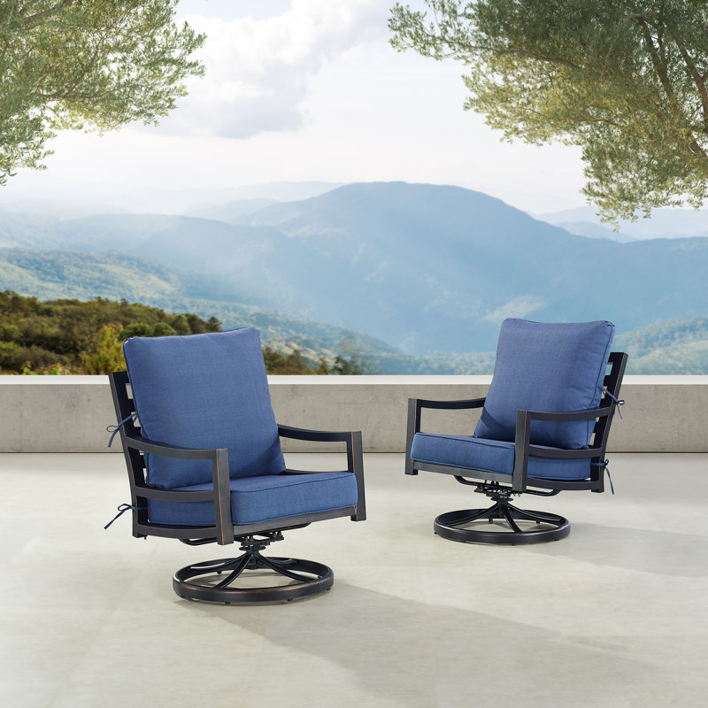 Hudson Outdoor Swivel Lounge Chair, Blue