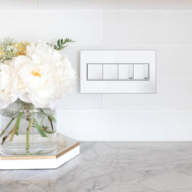 Adorne® 4 -Gang Rocker Wall Plate, Mirror White